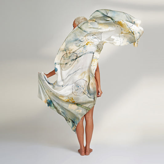 ORGANIC WHITE AND YELLOW SCARF